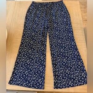 Love Ryan Navy Leopard Print Wide Leg Palazzo Pants 2X